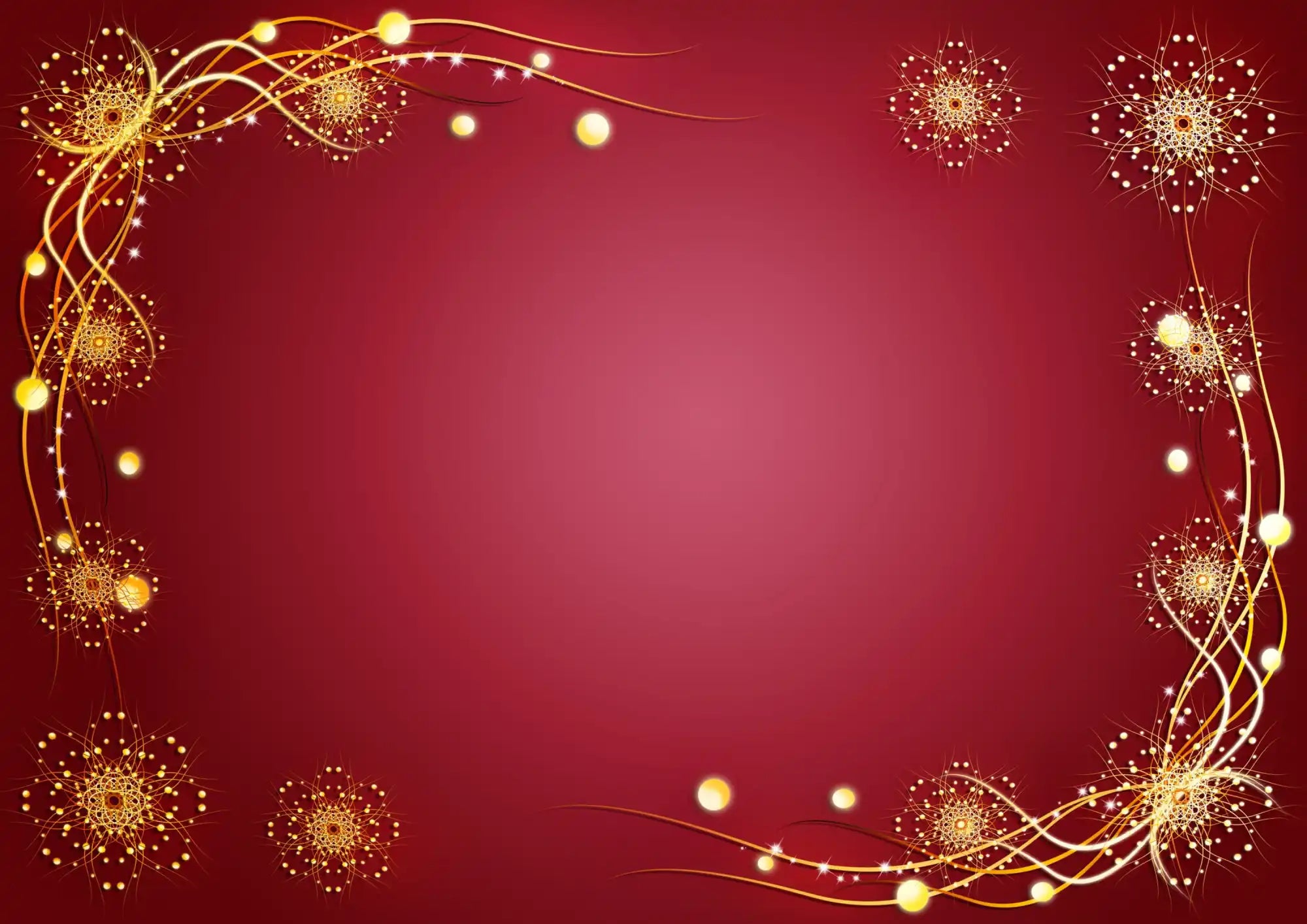 A festive, ornate red background with golden decorative elements.