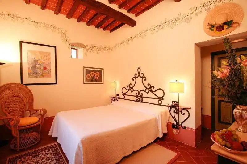 Ornate wrought iron bed.