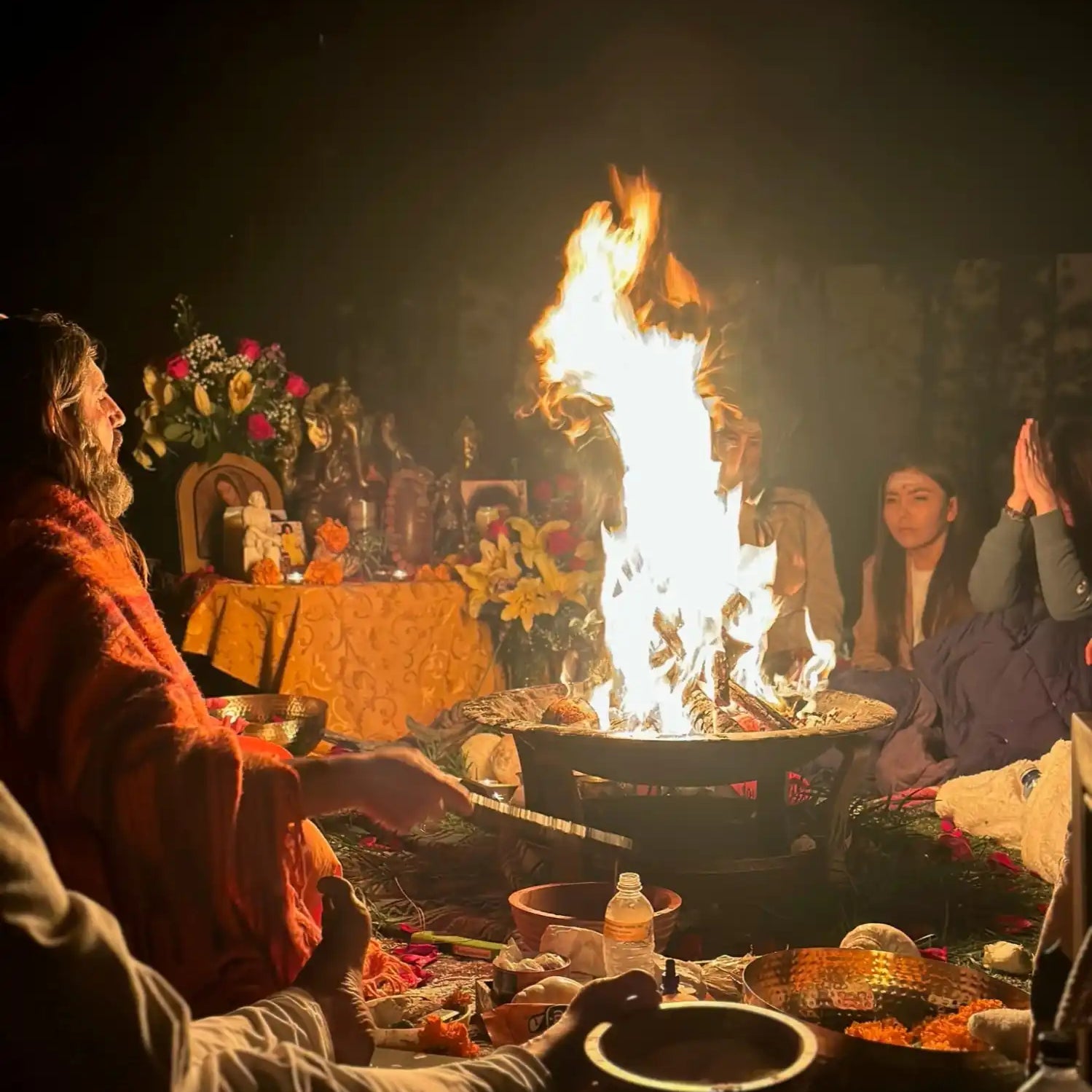 Outdoor fire ceremony.