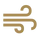 Simple gold symbol resembling a stylized wind or breeze design with curved parallel lines.