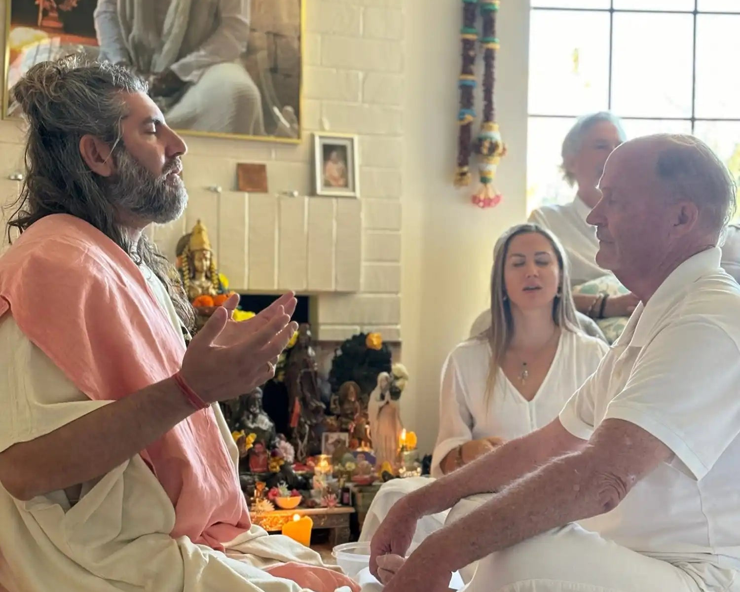 Spiritual gathering with guru.
